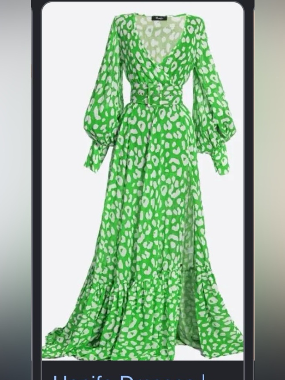 Hanifa Green and White Printed Maxi Dress